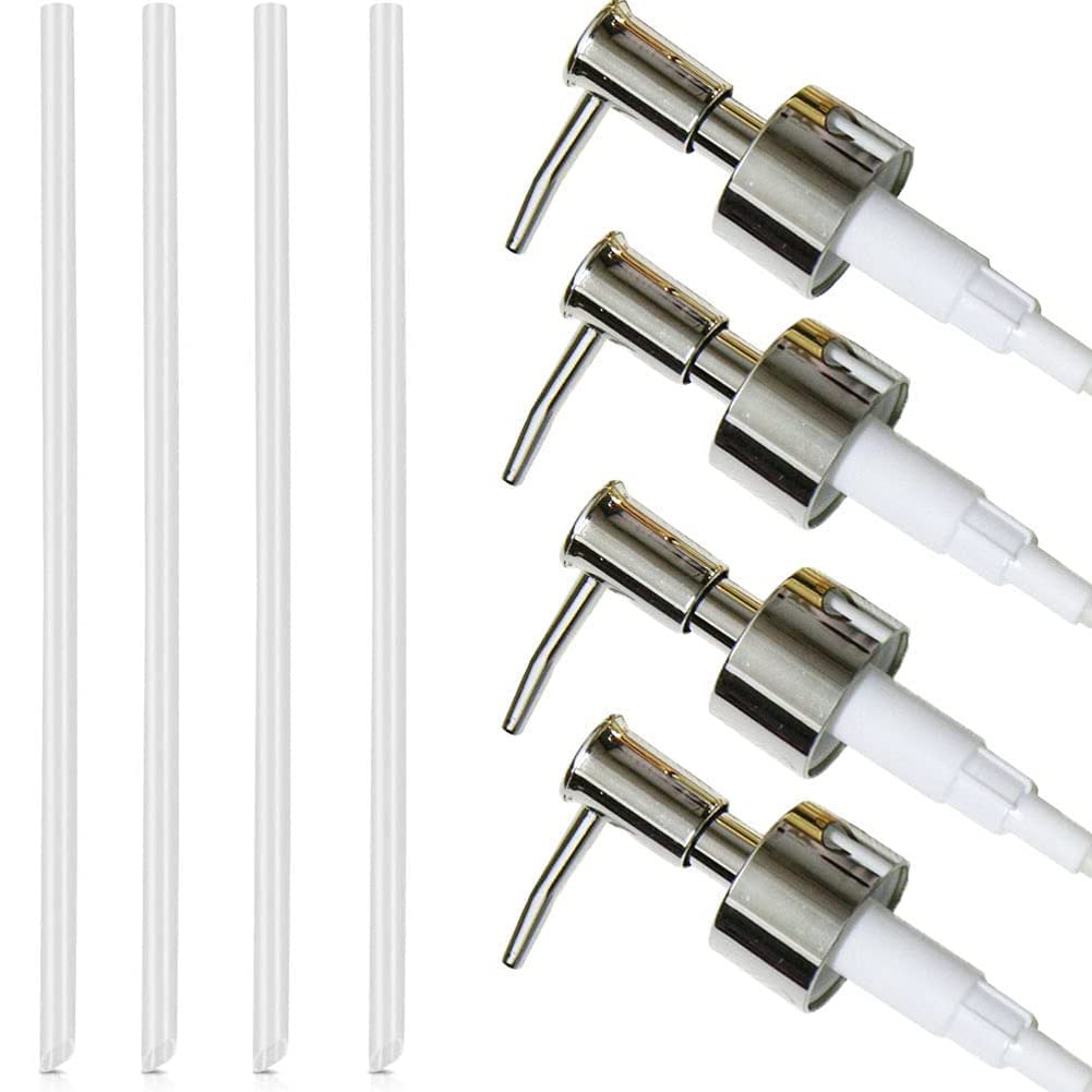 4 pieces threaded bottle soap dispenser, pump head for bottles screw, soap dispenser pump head, with 20 cm hose, screw-in pump head for bottles