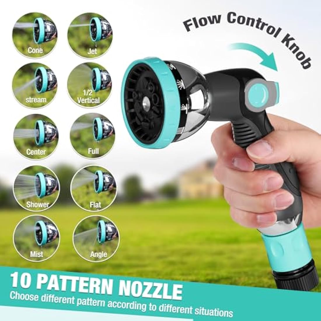 HAUSHOF 30m Wall Mounted Hose Reel with 10-in-1 Spray Gun, 180° Swivel Garden Hose Reel, Auto Retractable Hose Pipe Reel with Lock Mechanism, Ideal for Outdoor Watering