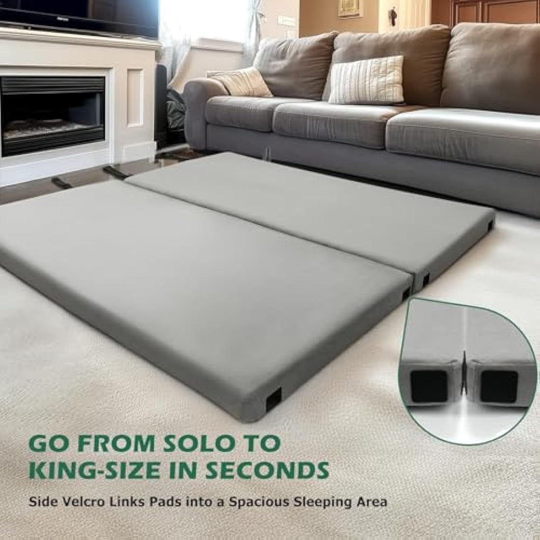 Willpo Memory Foam Camping Mattress Portable Sleeping Pad Floor Guest Bed Lightweight Outdoor Tent Mattress Removable Waterproof Cover Travel Bag