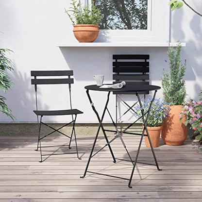 Grand patio Bistro Set 3 Pieces, Garden Furniture Set, Folding 2 Chairs and 1 Table, Weather-Resistant, Patio Table Chairs for Balcony,Yard, Garden Black