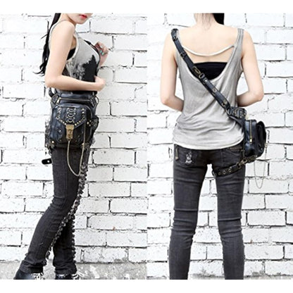 FiveloveTwo® Men Women Multi-Purpose Tactical Drop Leg Arm Bag Pack Hip Belt Waist Messenger Shoulder Fanny Packs Steampunk Bag Wallet Purse Pouch Bag