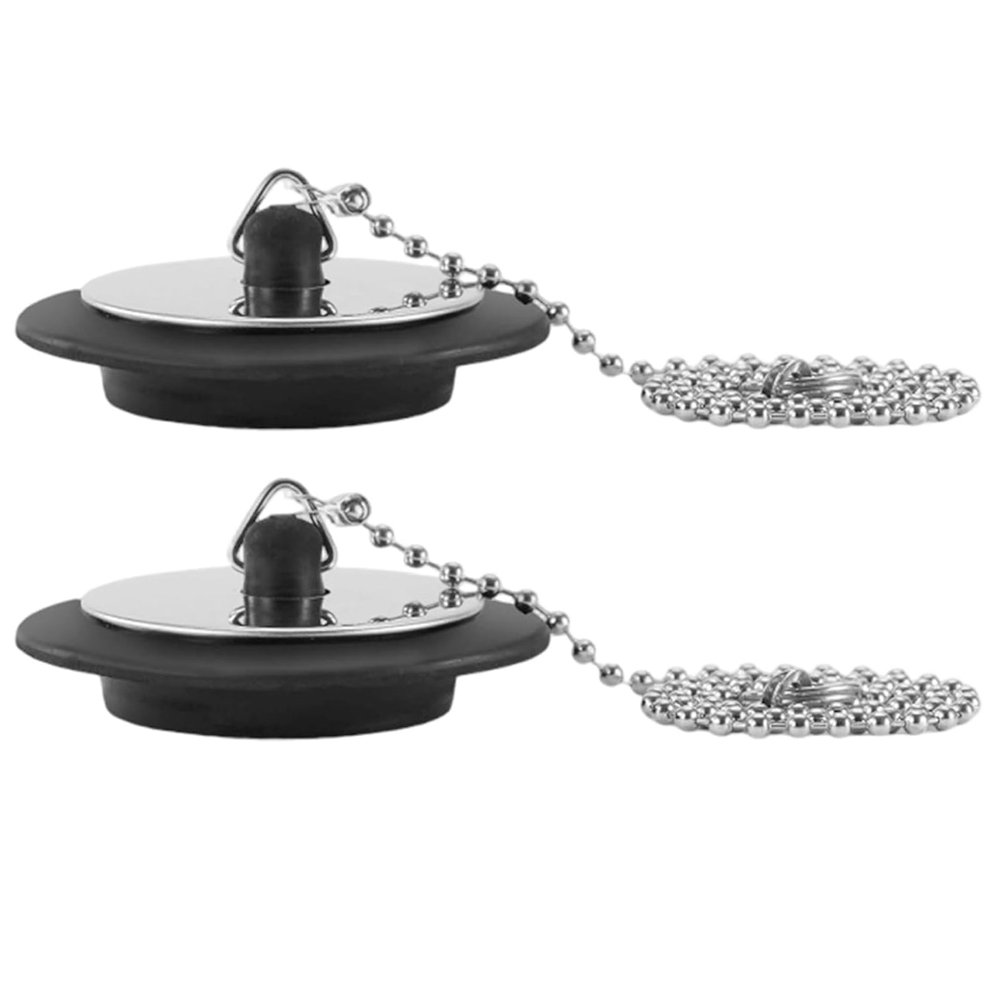 2 Pcs Bath Plug,42mm to 45mm Bath Plug and Chain,Universalbathplug Replacement,Universal Bathplug with 40cm Stainless Steel Ball Chain,Drain Stopper