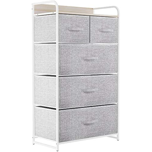 YITAHOME Chest of Drawers, Non-Woven Fabric 5-Drawer Storage Organizer Unit for Bedroom Living Room Closet, Sturdy Steel Frame, Easy Pull Fabric Bins & Wooden Top, Fabric Dresser