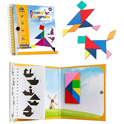 Coogam Magnetic Travel Tangram Puzzles Book Games IQ Educational Toys for Kids Adults (360 Patterns)