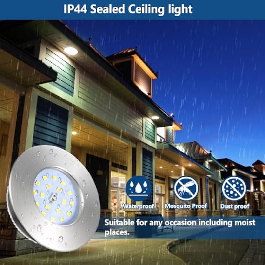 HiBay 6X 5W LED Downlights Ceiling IP44 Bathroom Recessed Spot Lights Brushed Chrome Down Light Ultra Slim Downlight Cool White 6000K 240V