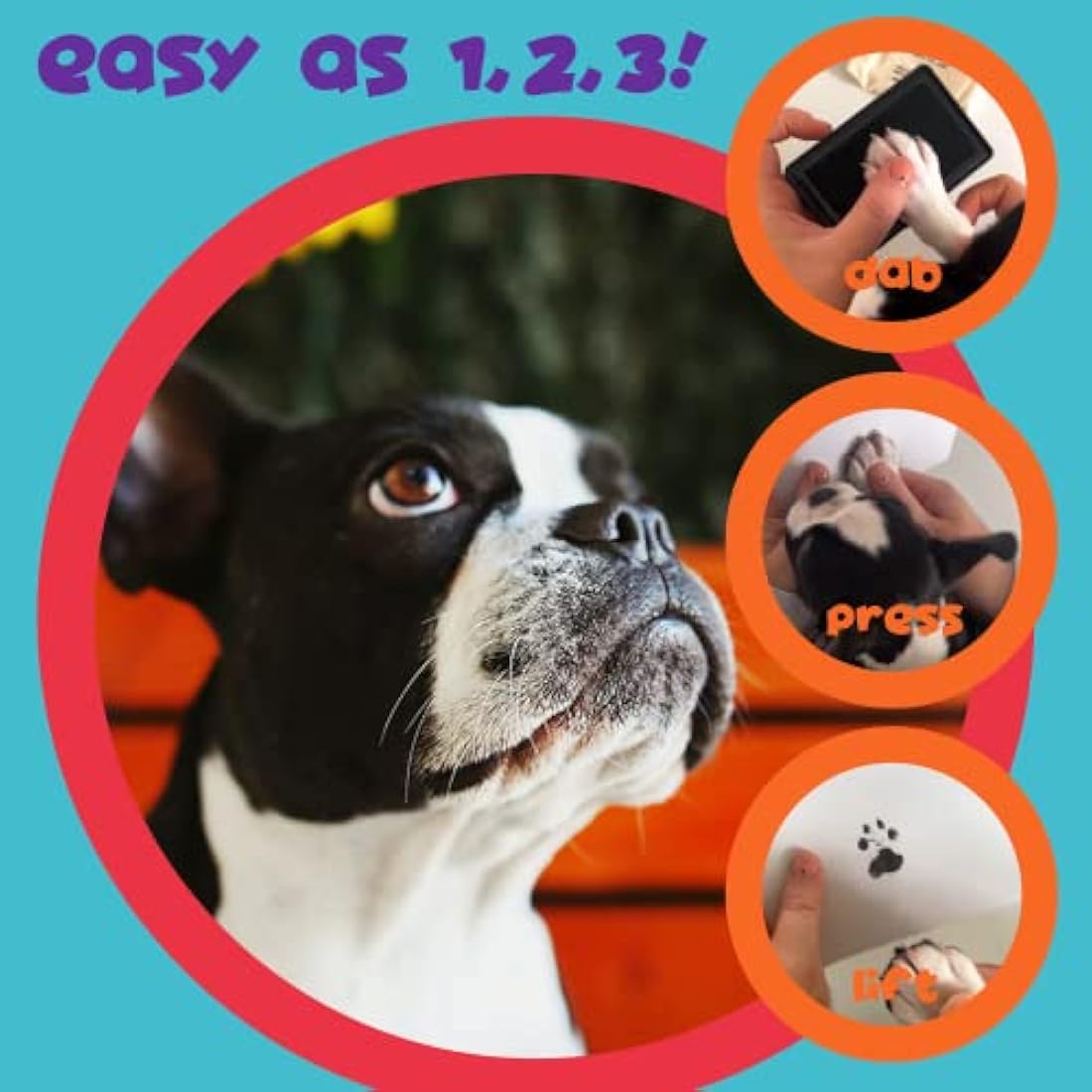 Cat and Dog Paw Print Kit - Pet Safe Ink Pad with Drawstring Bag - Black inkpad prints for cats and dogs puppy or kitten