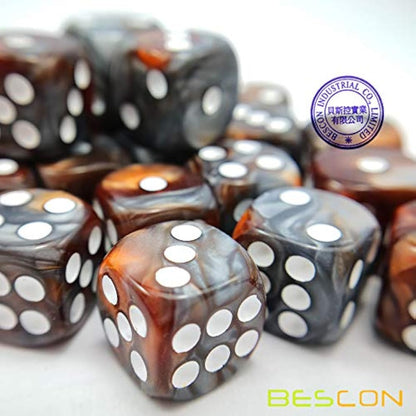 Bescon 12mm D6 Dice 36 in Cube, Assorted Gemini ROCK Colors, 12mm Six Sides Die (36) Block of Dice