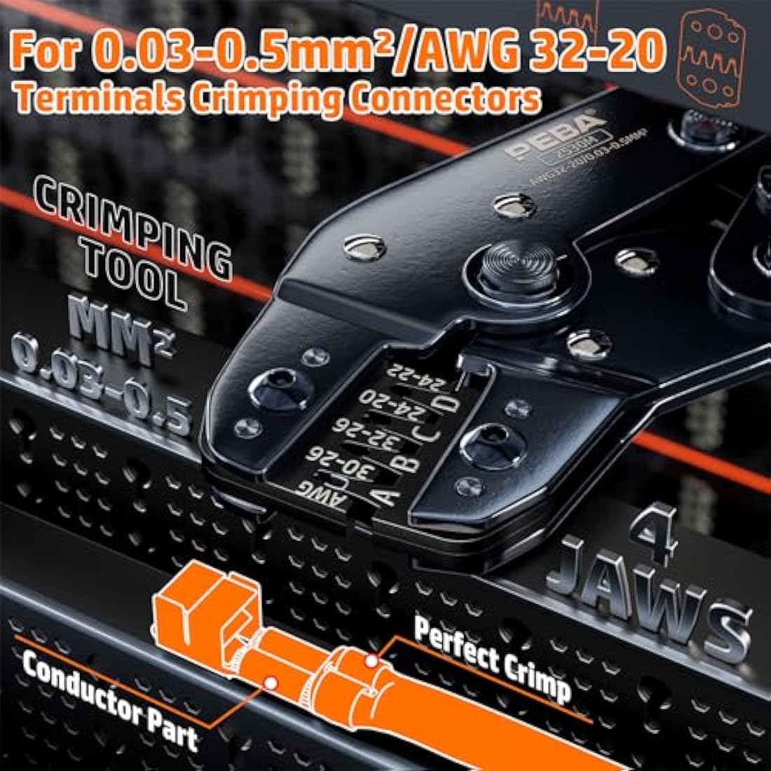 PEBA JST Crimping Tool kit, JST Crimper with 20 Styles JST-XH/JST-SM/JST-SYP 2.5mm Connector Kit, Micro Connector Pin Crimp Tool 0.05-0.5mm² for JST ST(XH/SM/PH/SYP),Dupont, Molex,KF2510 Connectors