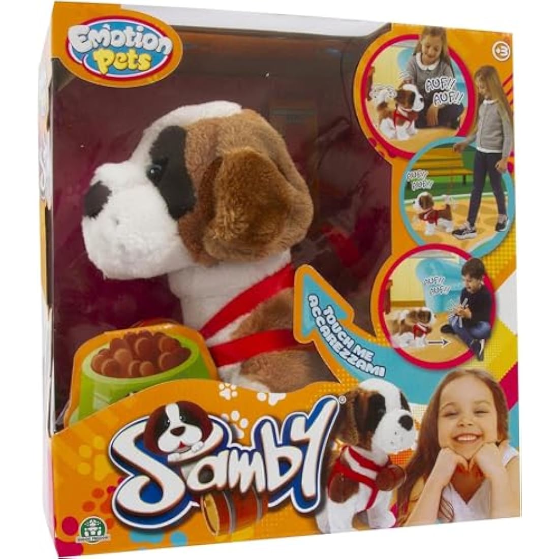 Giochi Preziosi Emotion Pets MTM2300 Samby Soft Toy St Bernard Soft Toy for Children From 3 Years Old, MTM2300