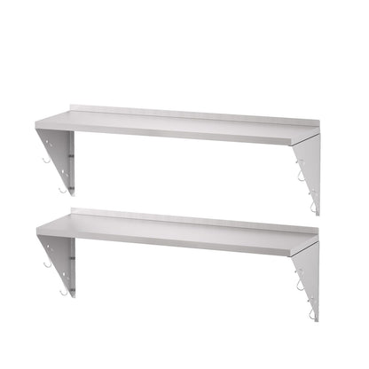 TAIMIKO Stainless Steel Wall Shelf 120x30cm 2PCS