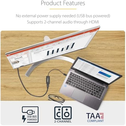 StarTech.com USB 3.0 to HDMI Adapter, USB to HDMI Monitor Converter for Windows, 1080P , TAA (no support for macOS/ChromeOS/Linux)