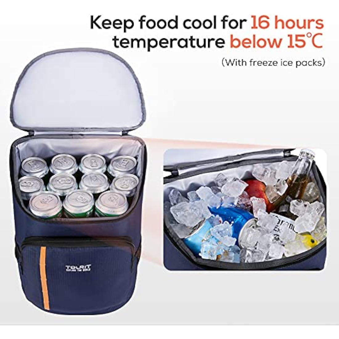 TOURIT Cooler Backpack 30 Cans Lightweight Insulated Backpack Cooler Leak-Proof Soft Cooler Bag Large Capacity for Men Women to Picnics, Camping, Hiking, Beach, Park or Day Trips