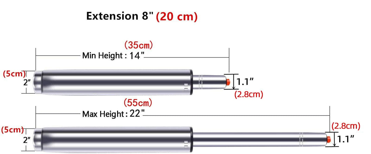 Antlu Total Length 35-55 cm,Adjustable Gas Lift Cylinder for Office Chair Stool Replacement,Tall Hydraulic Pneumatic Cylinder Shock Piston Heavy Duty