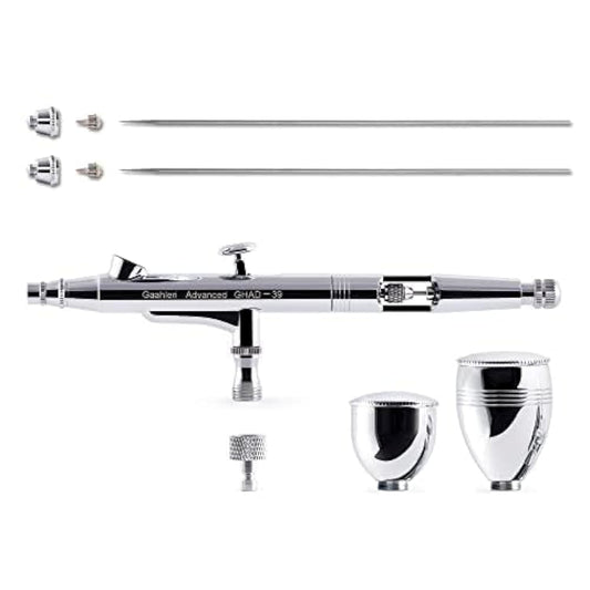 Gaahleri Airbrush Kit, Airbrush Gun Dual-Action Gravity 1/2 & 1/4 oz Fluid Cup, 0.35 & 0.5 mm Needle, Cost-Effective Air Brush Set Makeup Nail Art