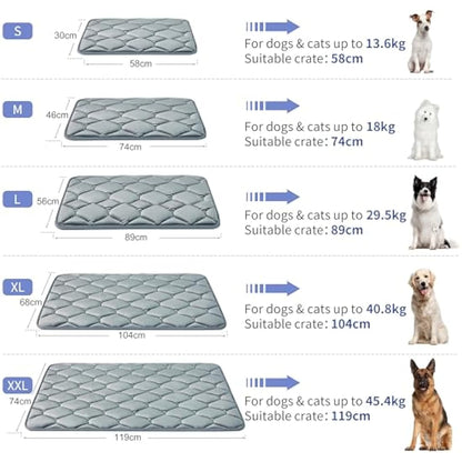 Geegoos Large Dog Crate Mattress, Washable Soft Kennel Pads, Pet Bed Blanket for 42 inch Cage, Dog & Cat Bed Mats (104x68cm, Grey)
