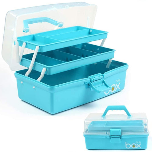 Creahaus 12in 3 Layer Multipurpose Storage Box/Craft Storage Boxes With Compartments/Plastic Tool Box/Medicine Storage Box/Hair Accessories