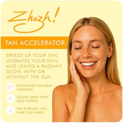 Zhuzh! Tan Accelerator Refill - Large Bottle with Shea Butter - Non Greasy Sun Cream Suitable for Sunbeds - Family-Friendly Tanning Accelerator for a Natural Glow