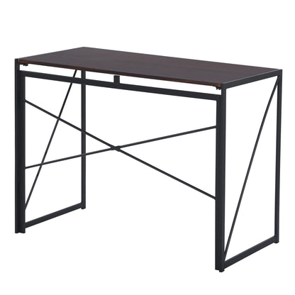 FurnitureR Computer Workstations, Small Space Foldable Desk, MDF & Metal Frame, Portable Laptop Desk for Home Office, Writing Table for Living Room