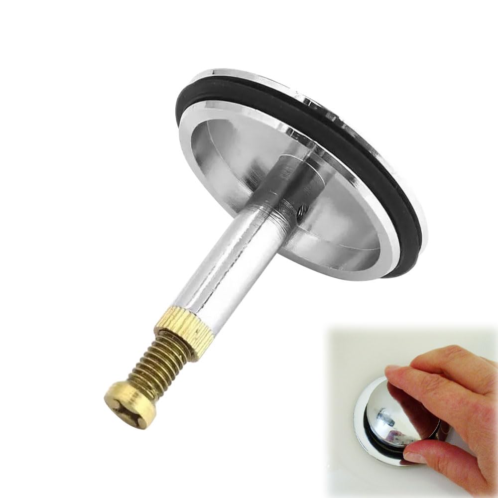 Vaniika Adjustable BathPlug, Screw 43mm Cover Pop-Up Bathtub Chock Plug 8mm Pole, Bath Tub Heavy Duty Brass Chrome Bathtub for UK Standard Bathtub