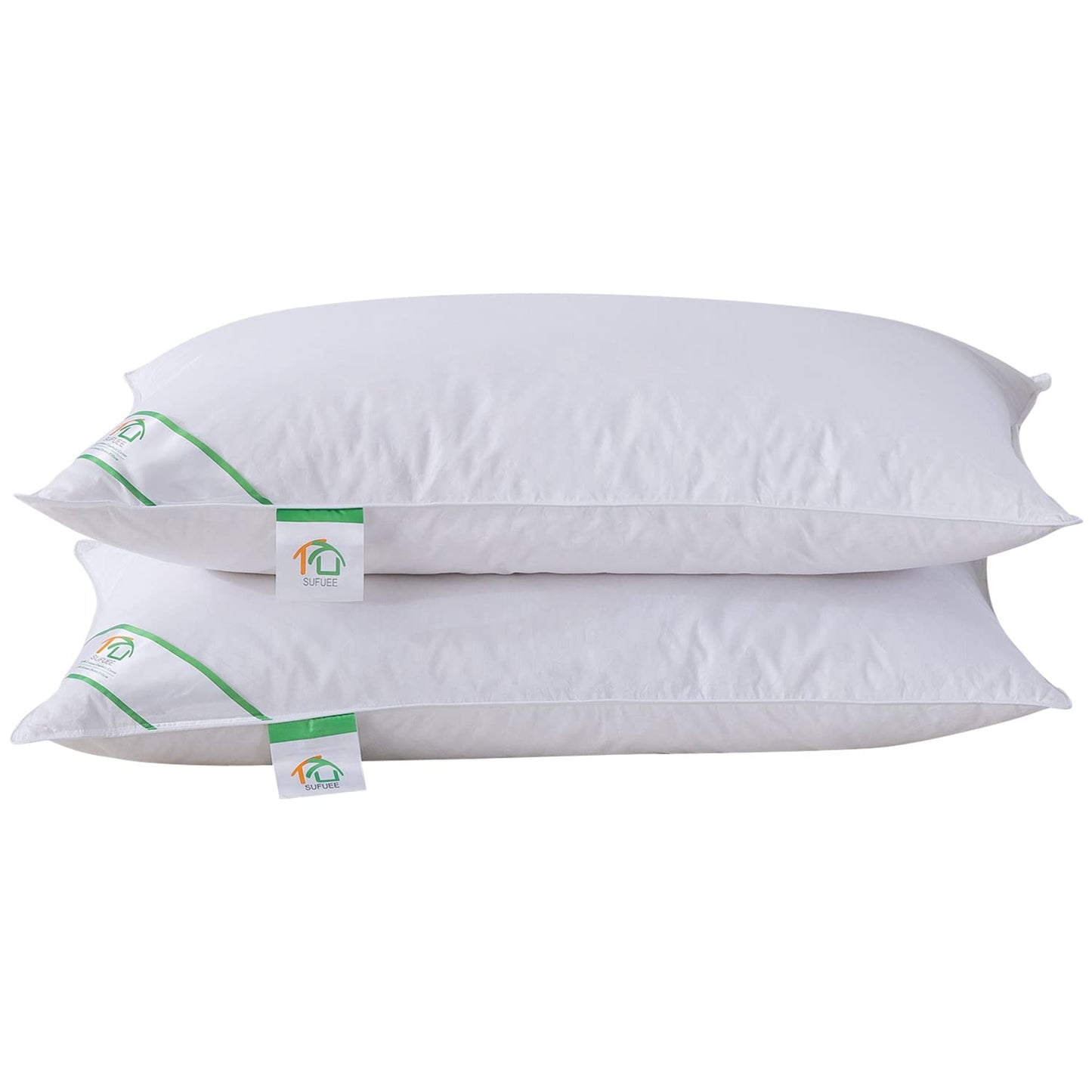 SUFUEE Goose Feather and Down Pillows Pair, Luxury Pillows with 100% Cotton Cover, Medium and Soft Firmness, Hotel Quality(48X74cm)