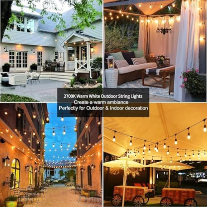ZOTOYI S14 Outdoor String Lights Mains Powered 100FT, Garden String Lights with 30+2 Plastic LED Bulbs, Waterproof IP65 Heavy Duty Festoon Lights for Backyard Patio Cafe Balcony Party Wedding