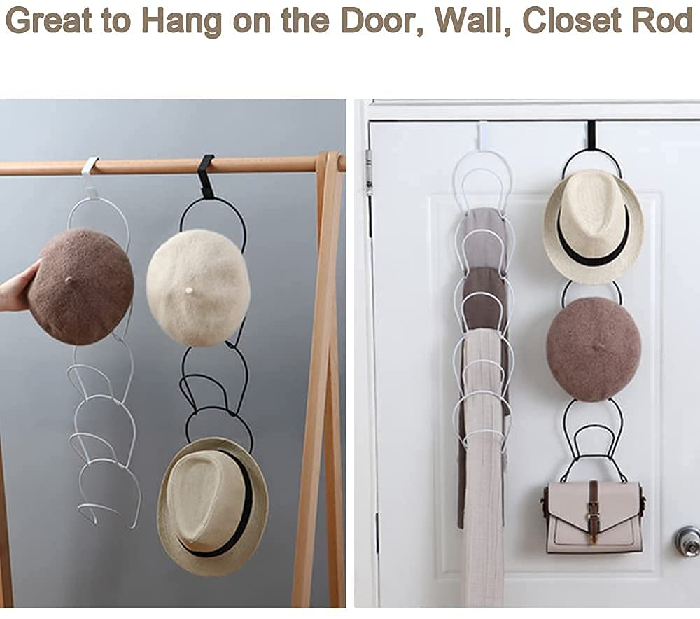 SUNFICON Baseball Cap Rack Holder Organiser Hanger 10 Pack Hat Display Storage Rack Closet Hanging for Scarves Handbags Towels Clothes Ties Over Door
