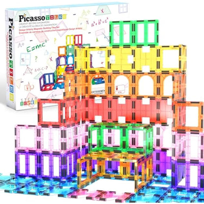 PicassoTiles PT42 Designer Artistry Kit 42pcs Set Magnet Building Tiles Clear Colour Magnetic 3D Building Block - Creativity Beyond Imagination! Educational, Inspirational, Conventional, Recreational