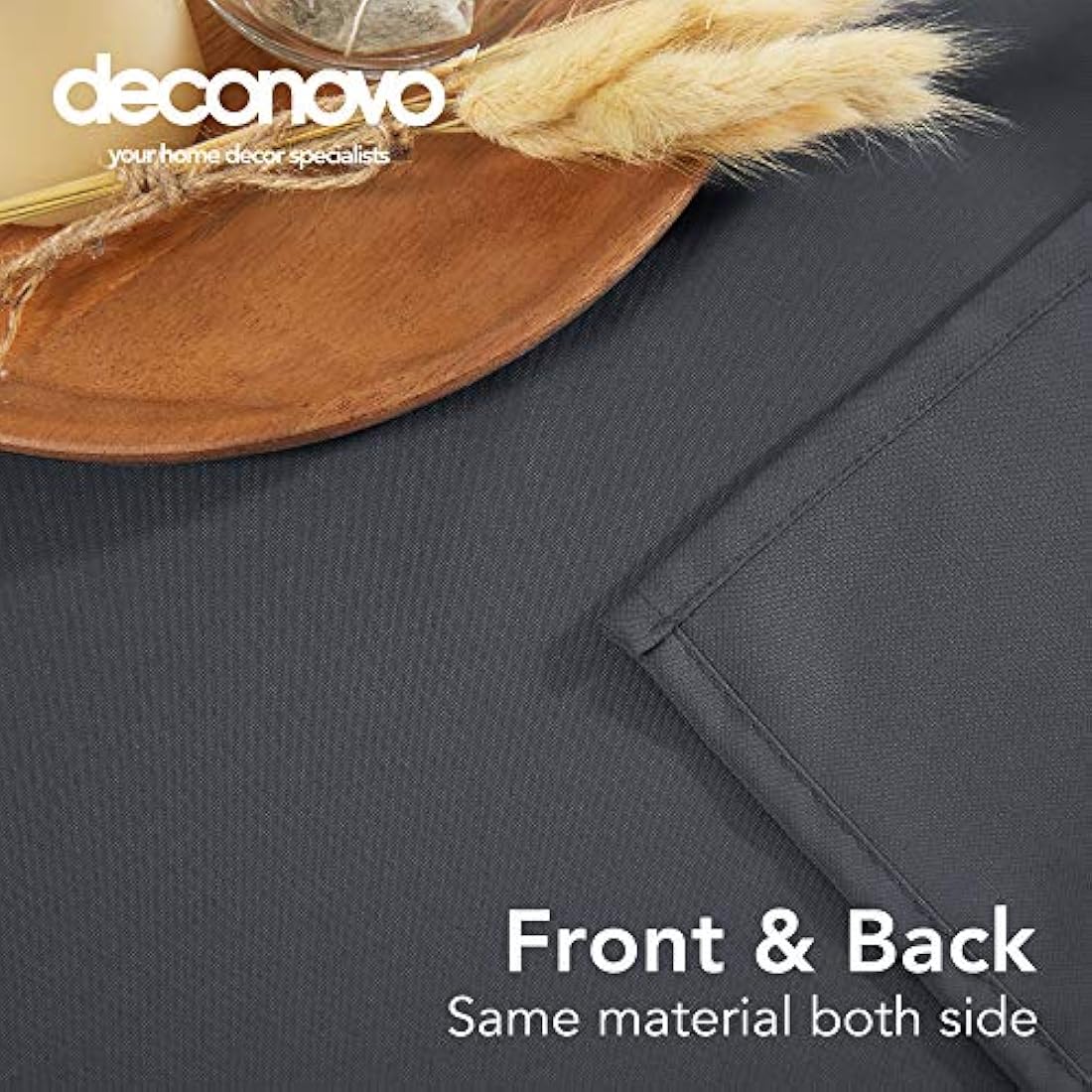 Deconovo Home Decorative Oxford Wipeable Tablecloth Rectangle Water Resistant Tablecloth for Garden Table 130x220cm(51x87in) Dark Grey