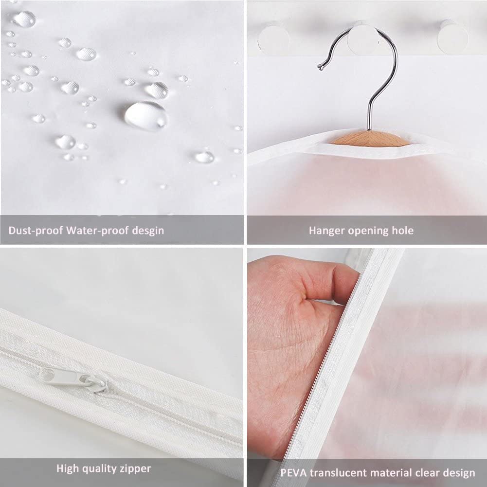 URMI Garment Bags Covers, 55" PEVA Coat Cover (6 PCS), Breathable Coat Suit Clothes Covers Waterproof Moth Proof Long Dress Covers with Long Zipper