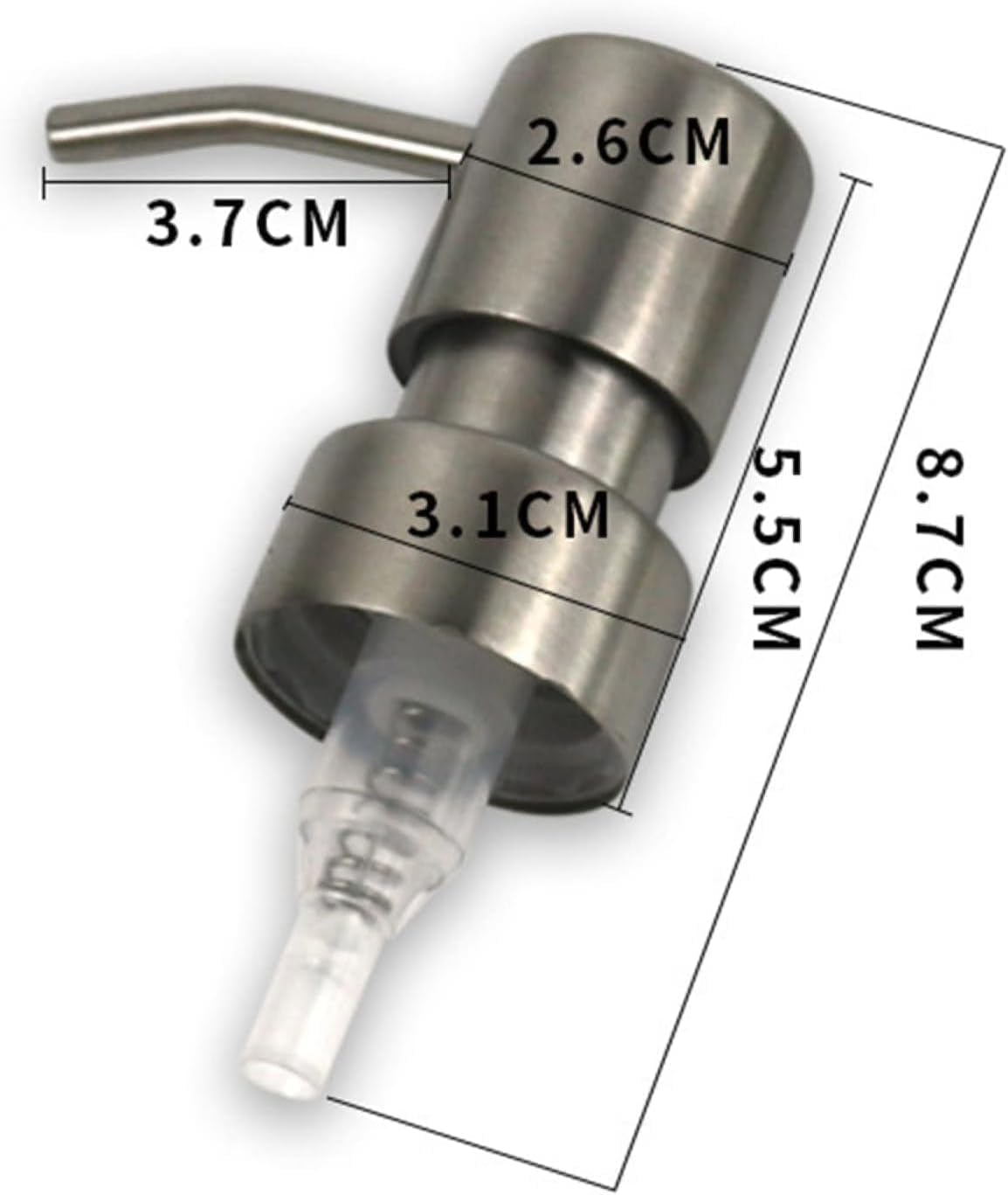 Silver Stainless Steel Minimalist Style Liquid Soap Dispenser for Bathroom Kitchen, Foam Nozzle Pump Bottle Press Head