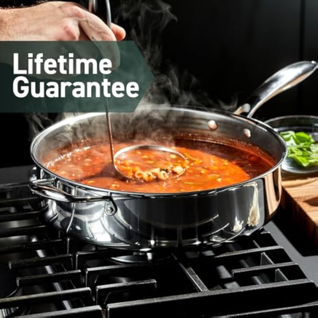 HexClad Hybrid Nonstick 5.5 Litre Deep Sauté Pan and Lid, Dishwasher and Oven-Safe, Induction Ready, Compatible with All Cooktops