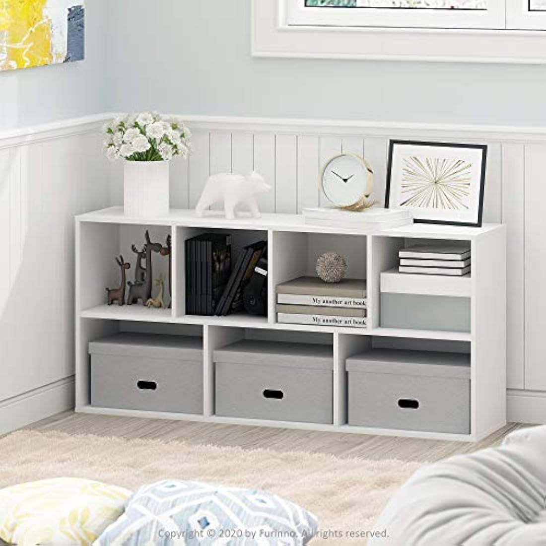 Furinno Luder 7-Cube Reversible Open Shelf, White
