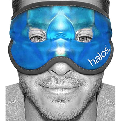 MyHalos Gel Eye Mask - Reusable Cooling Eye Mask with Adjustable Straps - Cold Mask for Puffy Eyes, Dark Circles and Hangovers - Eyes Ice Pack Compress for Sinus, Headaches & Puffiness, Blue (1-Pack)