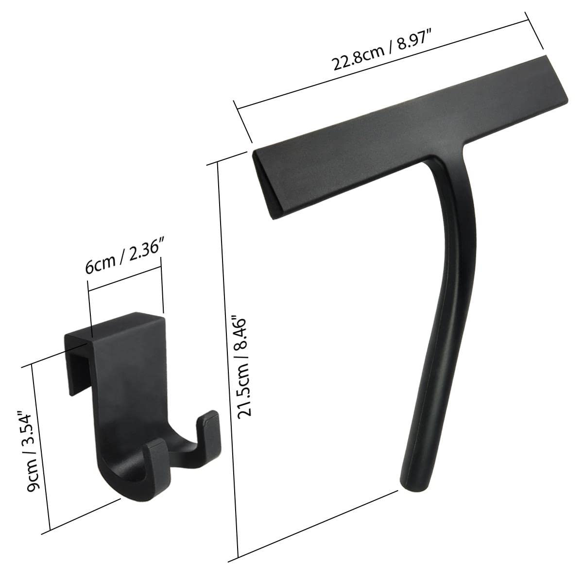 igadgitz home U7224 Silicone Shower Squeegee, Shower Wiper Blade, Window Squeegee with Storage holder - Black