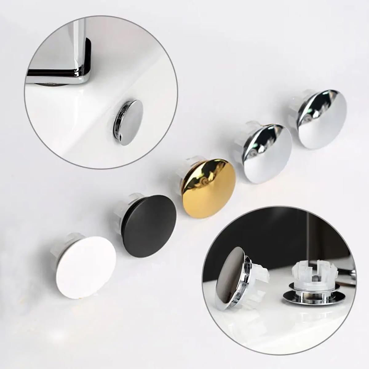 ZAAWUUT Solid Brass Sink Overflow Cover,Double Layer Copper Solid Ring Insert in Hole Round Caps for Home Shopping Mall Kitchen Bathroom (Gold)