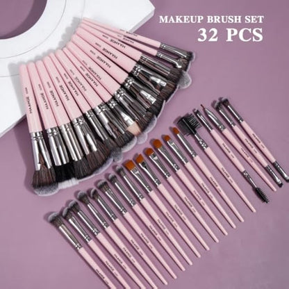 MAANGE Makeup Brushes 54 Pcs Makeup Tool Set, Multi-functional Make up Brushes Set for Foundation Eye Shadow Powder Concealers (Pink, 54 Pcs)