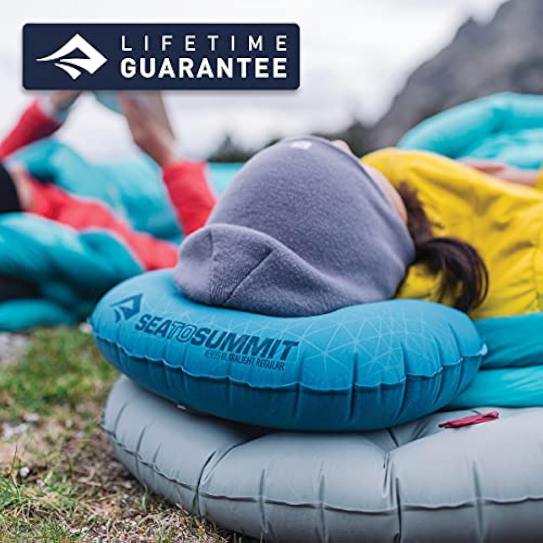 Sea to Summit - Aeros Ultralight Deluxe Pillow XL - Lightweight Inflatable Travel Pillow - Lock System - Ultra-Sil Zippered Pouch - For Camping & Bikepacking - 56 x 36 x 14cm - Sea Foam Green - 130g