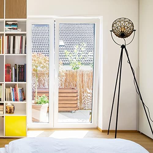 Osasy Geometric Rattan Floor Lamp, Tripod Standing Lamp with Woven Shade, Modern Corner Light for Living Room,E27 Base,Height 169cm