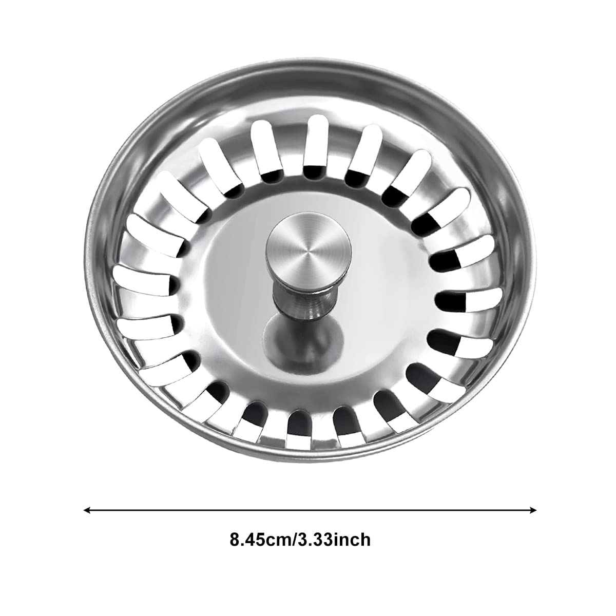 84mm Kitchen Sink Plugs - GLADFRESIT Stainless Steel Strainer Waste Stopper and Basket Strainer Sink