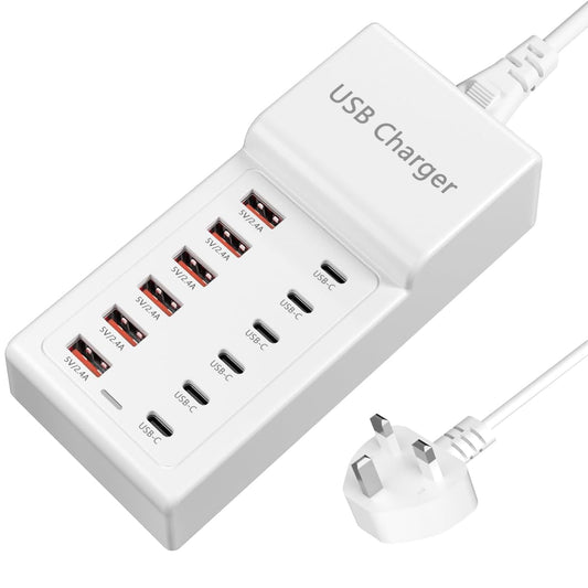 USB C Charger Block, Multi USB Charging Hub Multiple usb charger station 50W Desktop (6 Type C+6 USB A) Portable Plug Compatible with iPhone