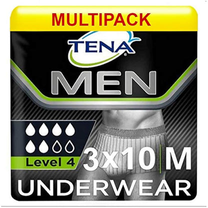Tena Men Premium Fit Protective Underwear Level 4 - S/M (3 Packs of 10)