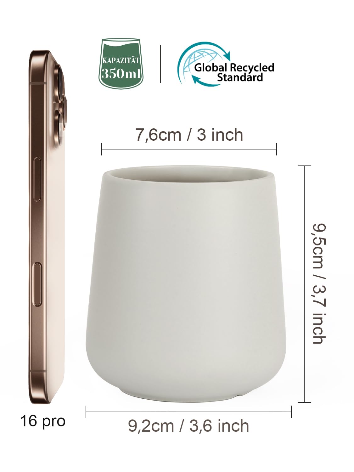 Autumnlife Toothbrush Holder Ceramic, 12 oz Bathroom Toothbrush Holder Ceramic Holder for Toothbrush, Mouthwash Cup Toothpaste Holder and Cup
