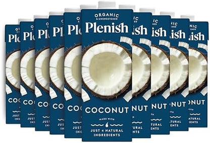 Plenish Organic Unsweetened Coconut Milk 1L (Pack of 8)