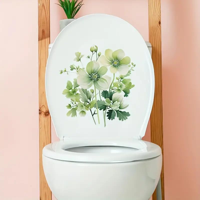 TOLOVIS Creative Elegant Flowers Toilet Cover Sticker Decals,Flower leaf bird Waterproof Toilet Lid Tank Seat Decals Cistern Self-Adhesive Bathroom