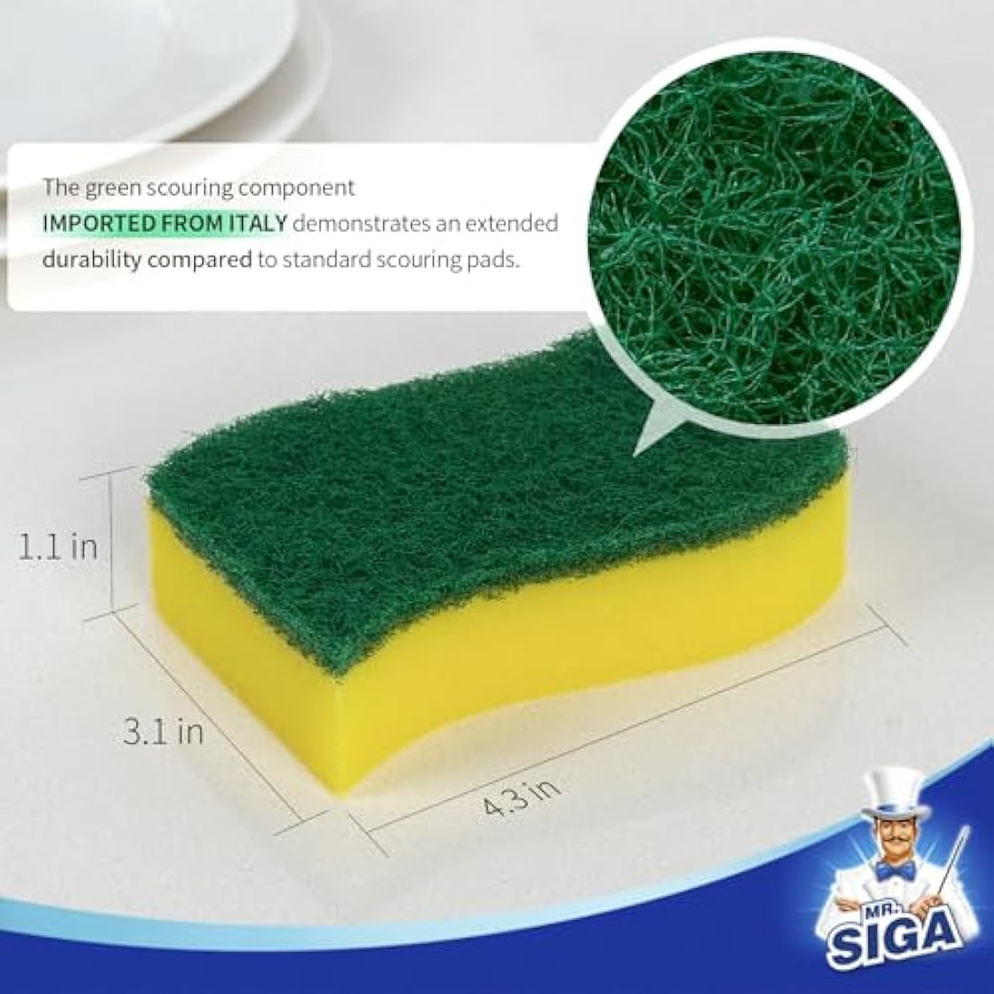 MR.SIGA Heavy Duty Scrub Sponge - Pack of 24, Size:11 x 7 x 3cm