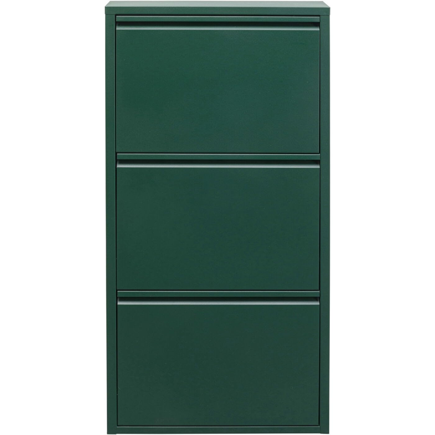 KARE Design Shoe cabinet Caruso, green, 103x50x15 cm, Metal, with 3 flaps, Shoe storage for 6 pairs of shoes, narrow, space-saving, tall, Shoe rack