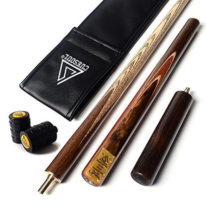 CUESOUL 57" Handcraft 3/4 Jointed Snooker Cue With Extension/Joint Protector Packed in Leatherette Cue Bag (D303)