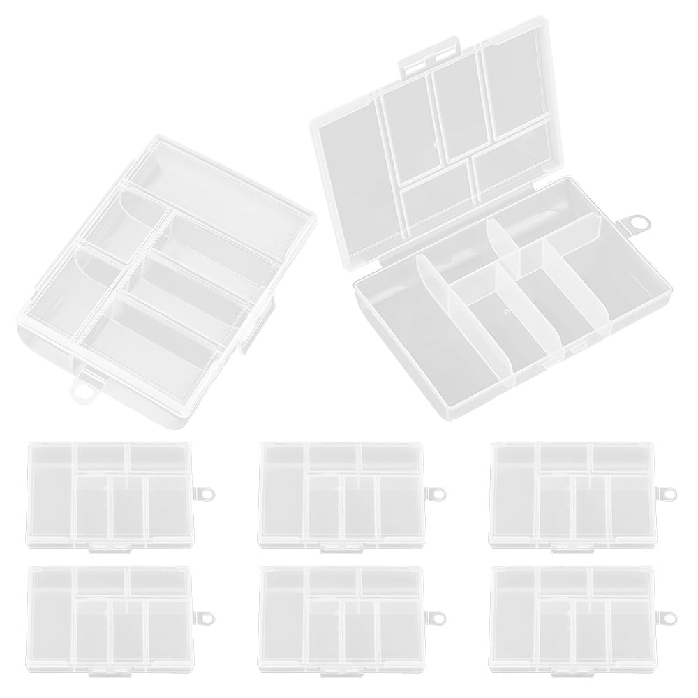 WYAN 8 Pcs Six grids Storage Box, Small Bead Organizers and Storage, Storage Organizers Box, Rectangle Bead Holder