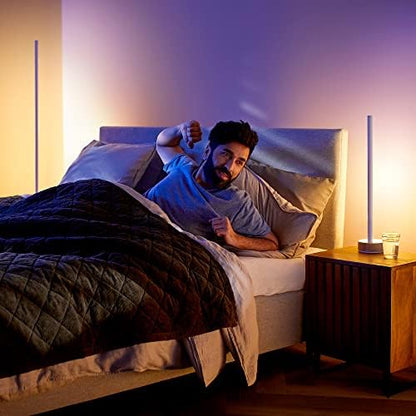 Philips Hue Gradient Signe White & Colour Ambiance [Oak Finish] Smart Table Light LED with Bluetooth. for Bedroom, Livingroom. Works with Alexa, Google Assistant and Apple HomeKit.
