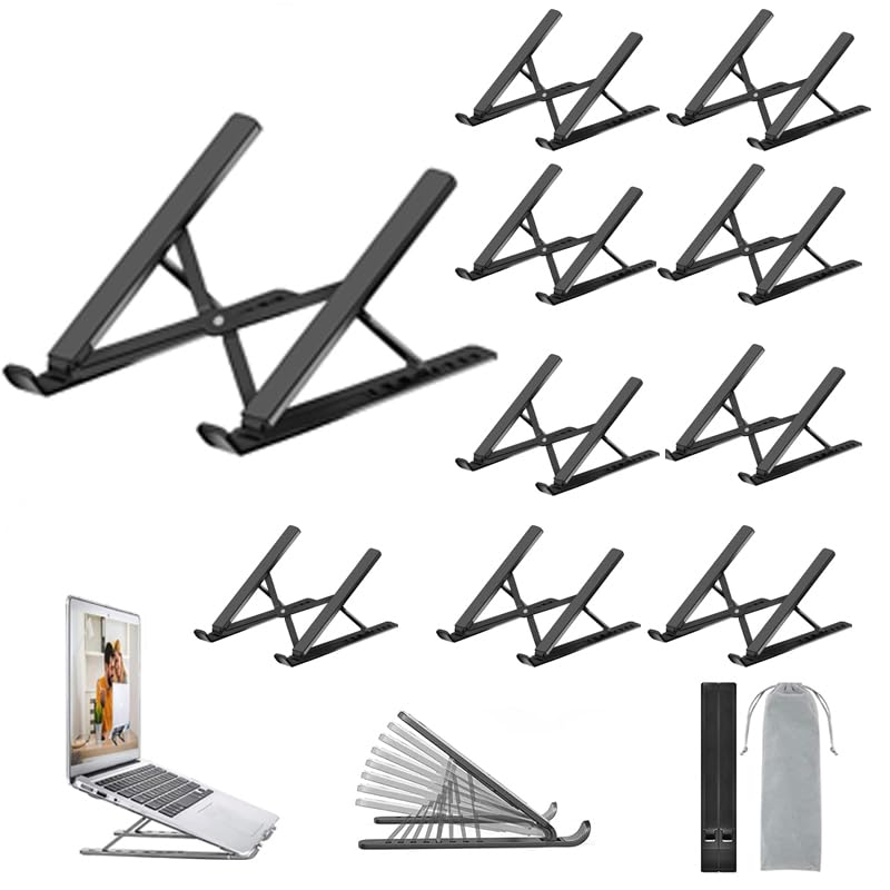 OUGEP Laptop Stand For Desk, 8 Levels Height Adjustable Aluminum Laptop Portable, Compatible with MacBook Air/Pro, HP, ASUS, Dell